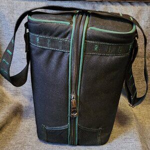 Picnic Time Black/Green Wine And Wine Glass Travel Tote - No Contents